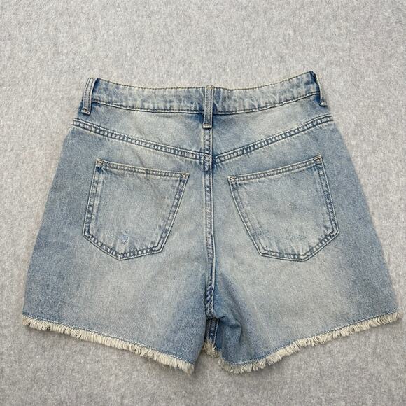 H&M Jeans Shorts Girls 14 High Rise Light Blue Denim Distressed Adjustable Waist - Picture 8 of 8